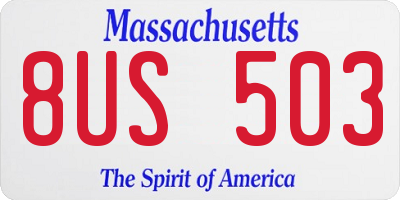MA license plate 8US503