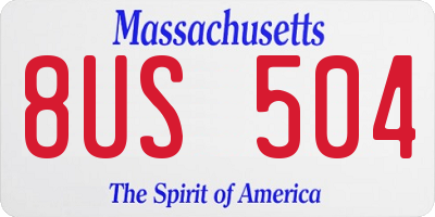 MA license plate 8US504