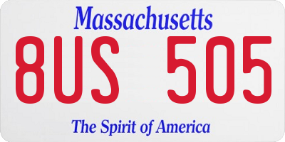 MA license plate 8US505
