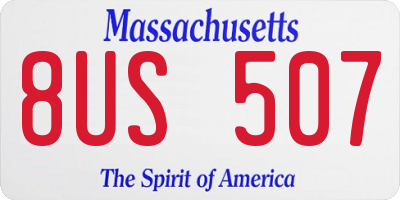 MA license plate 8US507
