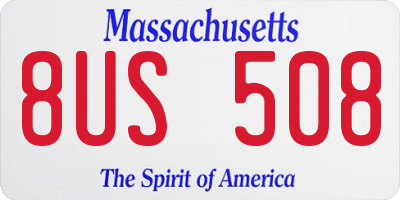 MA license plate 8US508