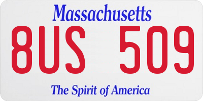MA license plate 8US509