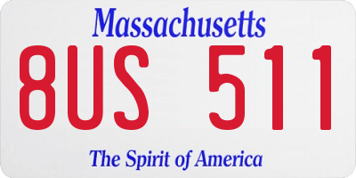 MA license plate 8US511