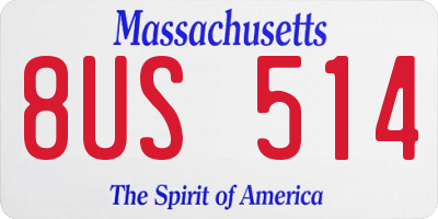 MA license plate 8US514
