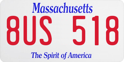 MA license plate 8US518