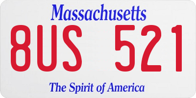 MA license plate 8US521