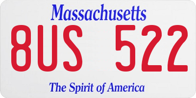 MA license plate 8US522