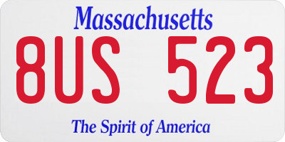 MA license plate 8US523