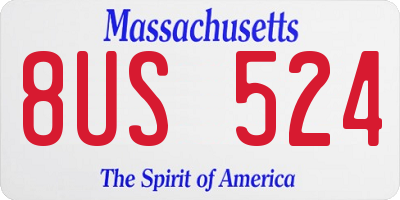 MA license plate 8US524