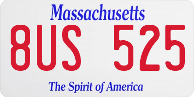 MA license plate 8US525