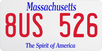 MA license plate 8US526