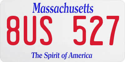 MA license plate 8US527