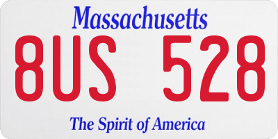 MA license plate 8US528