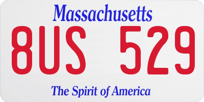 MA license plate 8US529