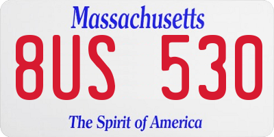 MA license plate 8US530