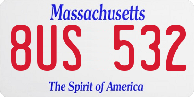 MA license plate 8US532