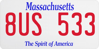 MA license plate 8US533