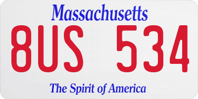 MA license plate 8US534