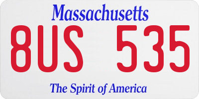 MA license plate 8US535