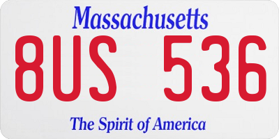 MA license plate 8US536