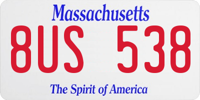 MA license plate 8US538