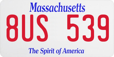 MA license plate 8US539