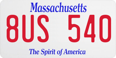 MA license plate 8US540