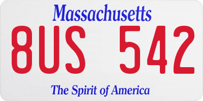 MA license plate 8US542