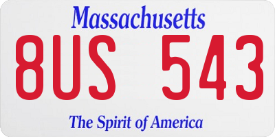 MA license plate 8US543