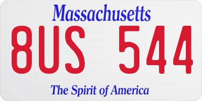 MA license plate 8US544