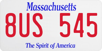 MA license plate 8US545