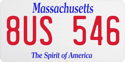 MA license plate 8US546