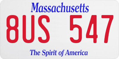 MA license plate 8US547