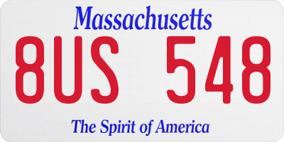 MA license plate 8US548
