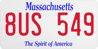 MA license plate 8US549