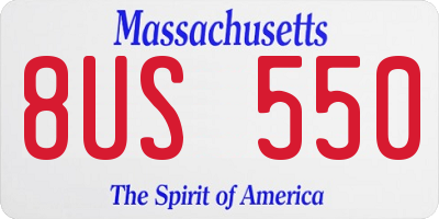 MA license plate 8US550