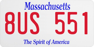 MA license plate 8US551