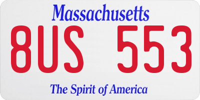 MA license plate 8US553
