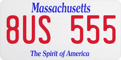 MA license plate 8US555