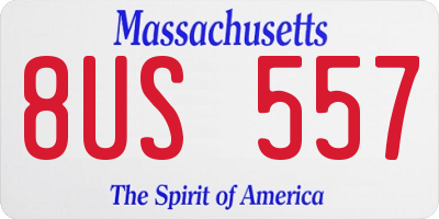 MA license plate 8US557