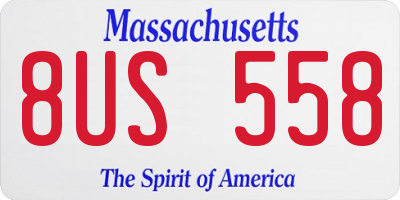 MA license plate 8US558
