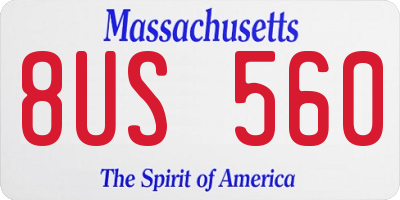 MA license plate 8US560