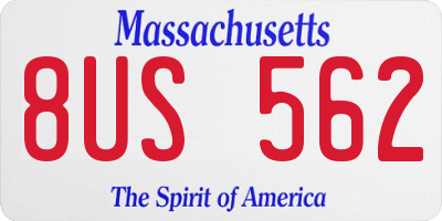 MA license plate 8US562