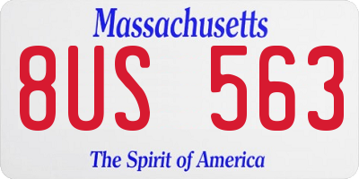 MA license plate 8US563