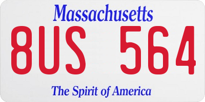 MA license plate 8US564