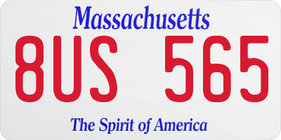 MA license plate 8US565