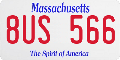 MA license plate 8US566