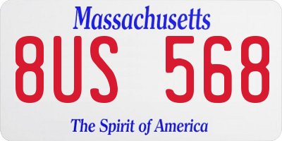 MA license plate 8US568