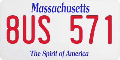 MA license plate 8US571