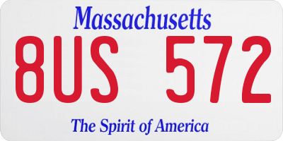MA license plate 8US572